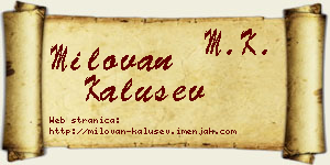 Milovan Kalušev vizit kartica